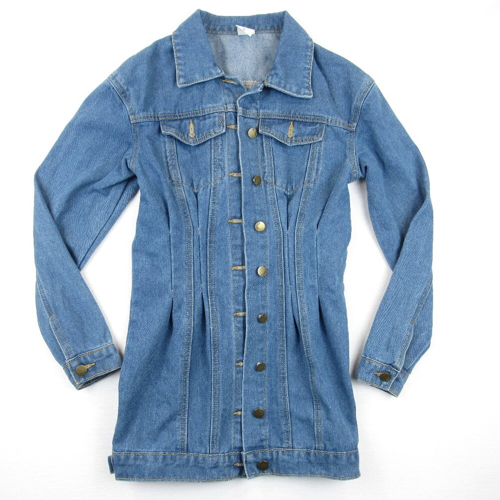 Corset Denim Dress Medium Wash Jean Women's Size S Long Sleeve No Stretch